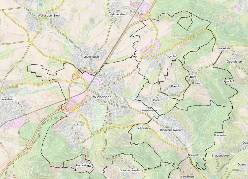 Symbolhafter Ausschnitt aus dem Kartenausschnitt des BürgerGIS
