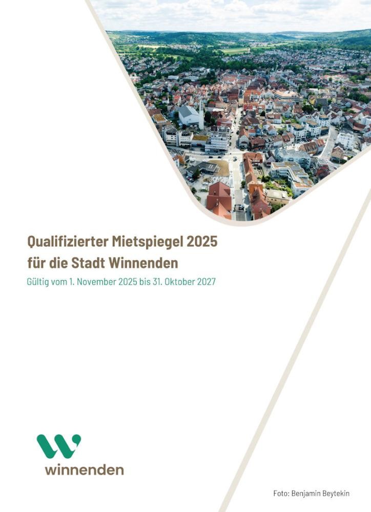 Titelseite des qualifizierten Mietspiegels 2025 für die Stadt Winnenden