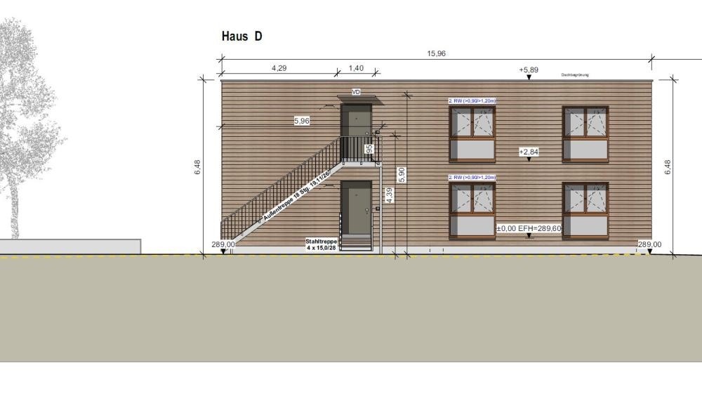 Skizze des Gebäudes aus der Südansicht