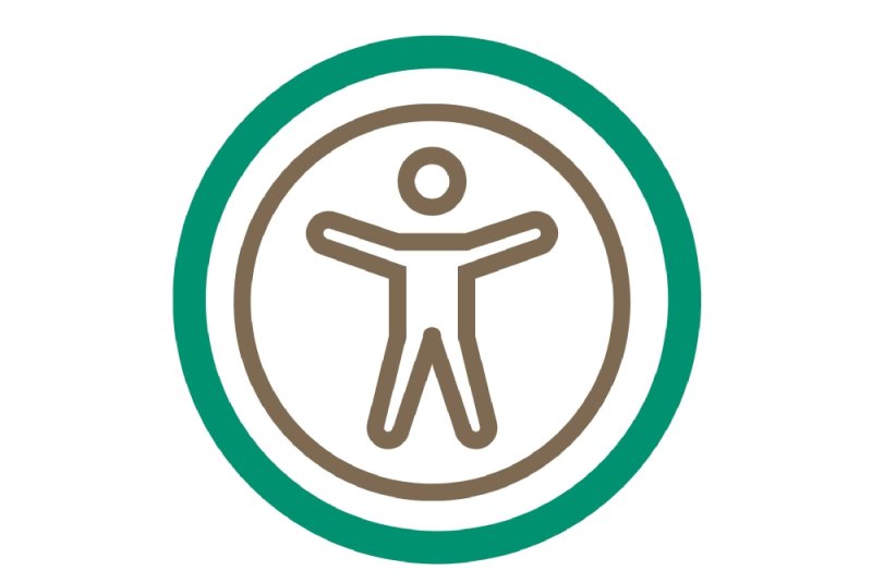 Symbol für Barrierefreiheit: Kontur eines Männchens in einem Kreis