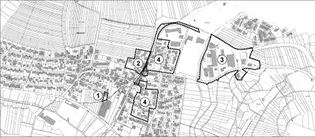 Übersicht des Abgrenzungsplan zur Satzung der Bebauungspläne in Höfen: