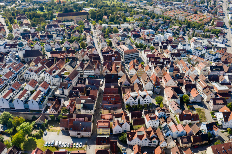 Drohnenaufnahme der Winnender Innenstadt