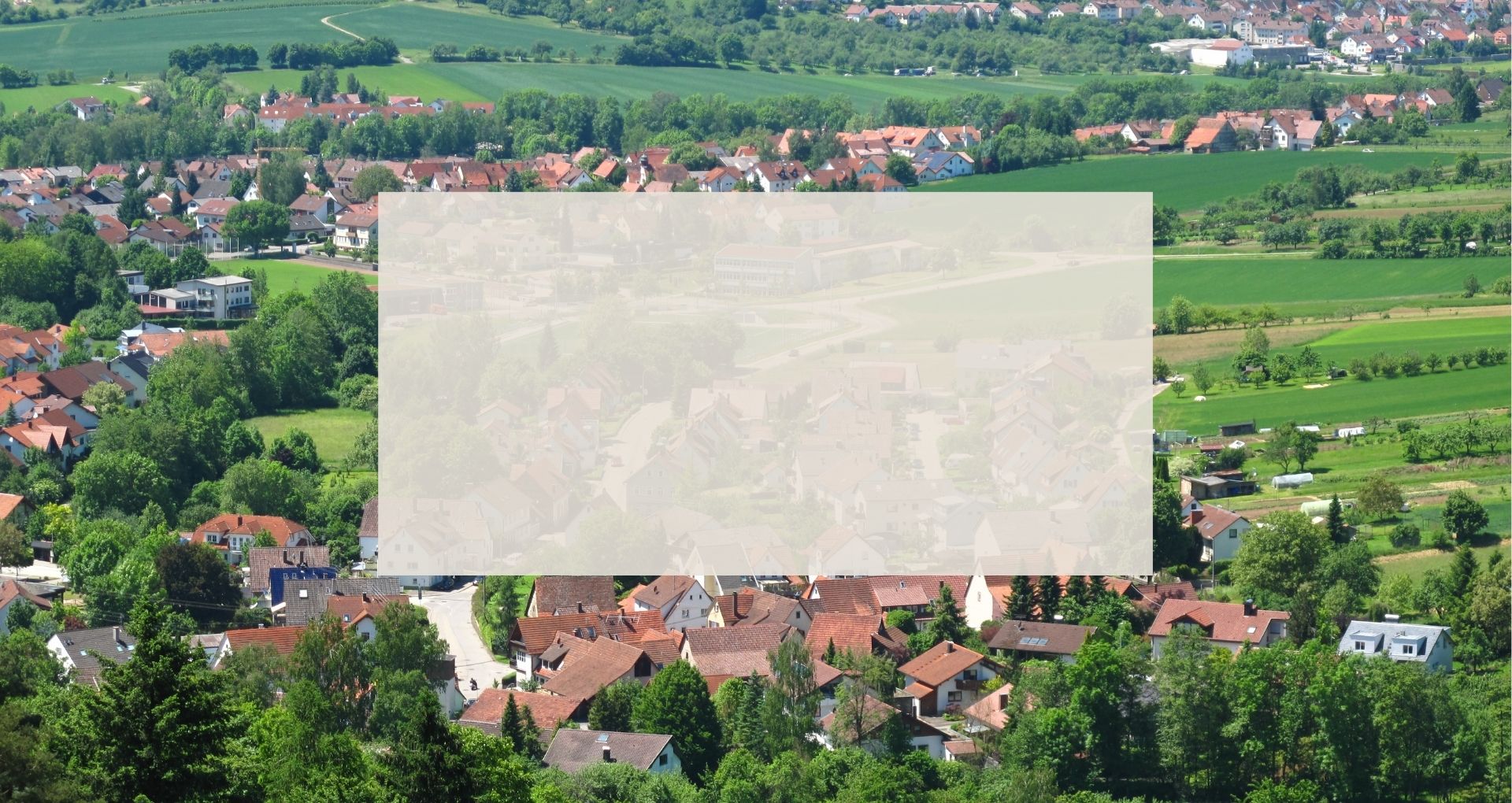 Aussicht auf Baach bei blühenden Wiesen und strahlend grünen Bäumen