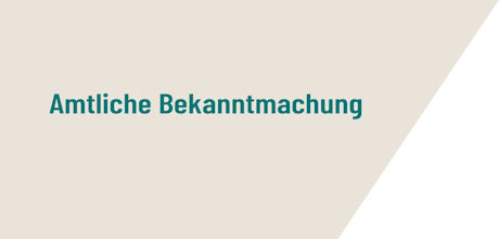 Symbolgrafik: Schriftzuf "Amtliche Bekanntmachung" auf beigem Grund