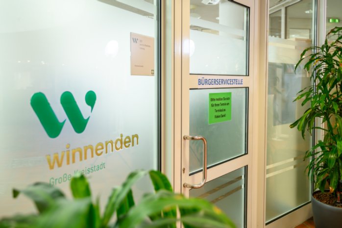 Der Eingang zur Bürgerservicestelle im Erdgeschoss des Rathauses.